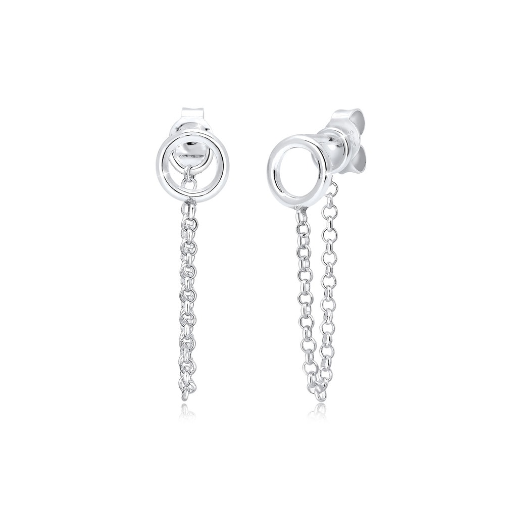 Elli Elli Boucles d'Oreilles Femme Geo du Cercle en Argent Sterling 925 Boucles d'oreilles