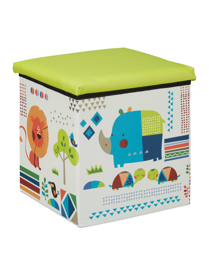 relaxdays Sitzhocker Tiere in Grün/Weiß - (B)31 x (H)31 x (T)31 cm günstig kaufen onesize