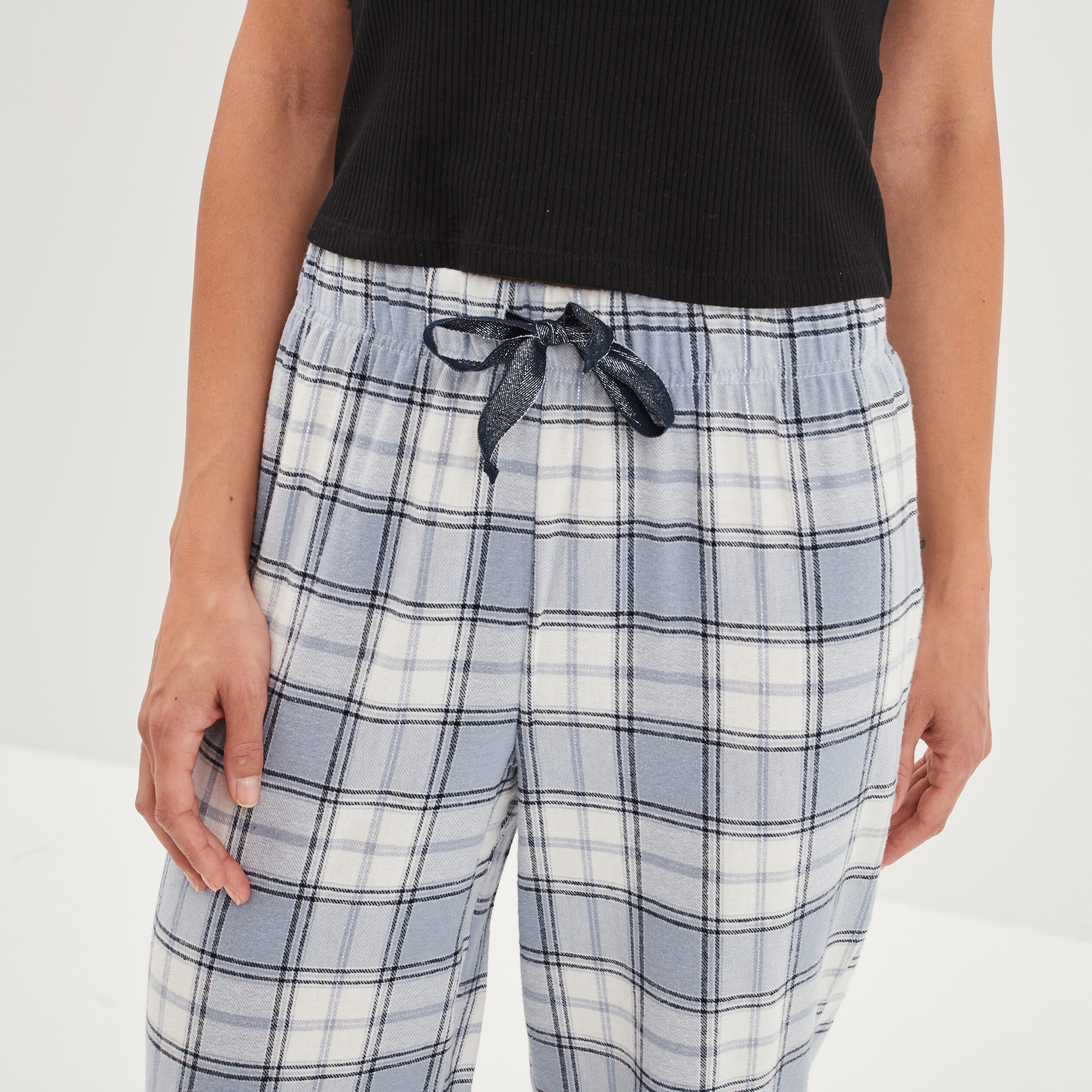 Pantalon de pyjama taille élastiquée bleu femme | La Halle