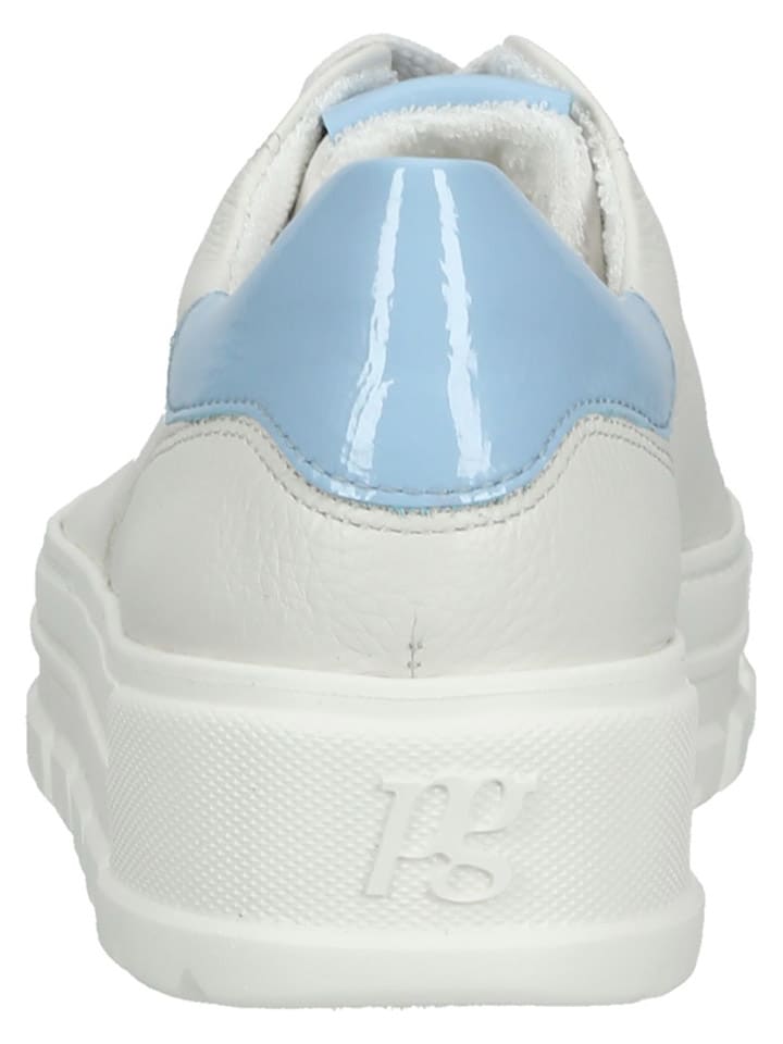 Paul Green Leder-Sneakers in Weiß/ Hellblau günstig kaufen