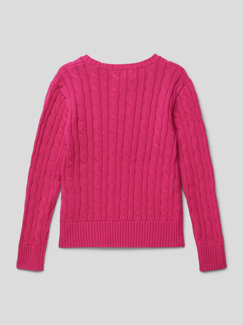 Strickpullover mit Zopfmuster in pink