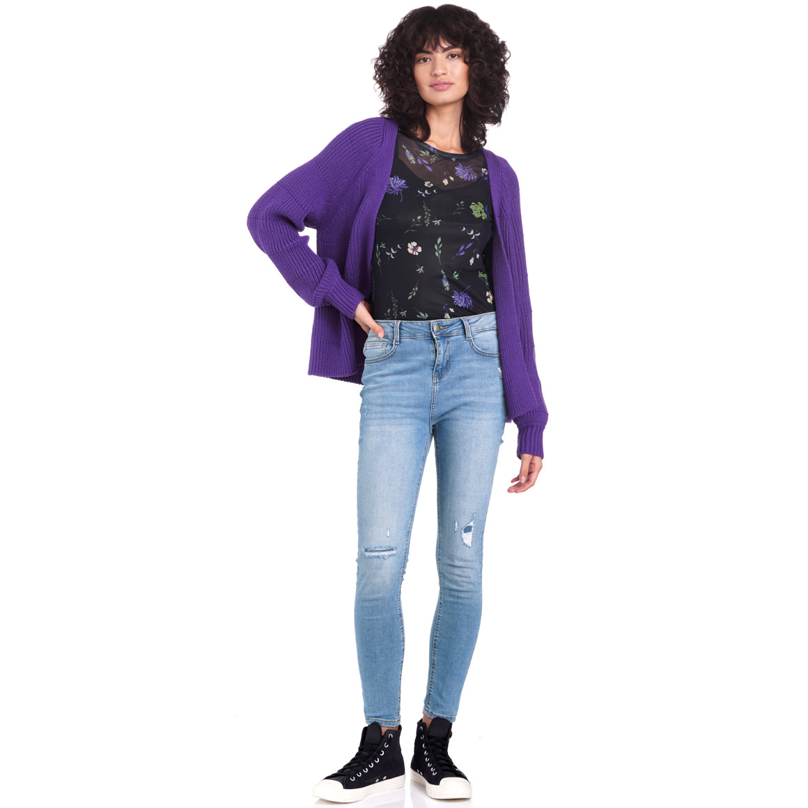 Damen Strickjacke aus Rippstrick