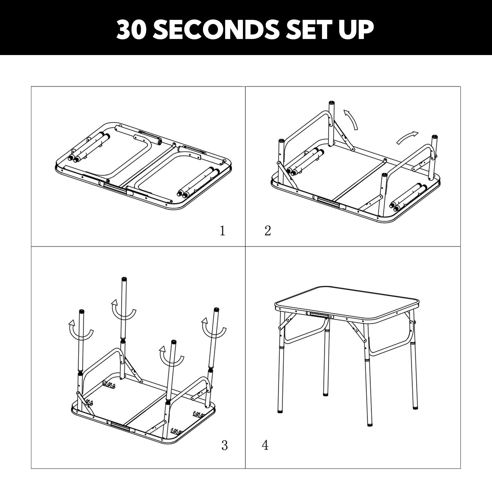 HOMECALL Campingtisch Klapptisch Gartentisch Klappbarer (leicht Beistelltisch Balkontisch Reisetisch), MDF Aluminium Mehrzwecktisch