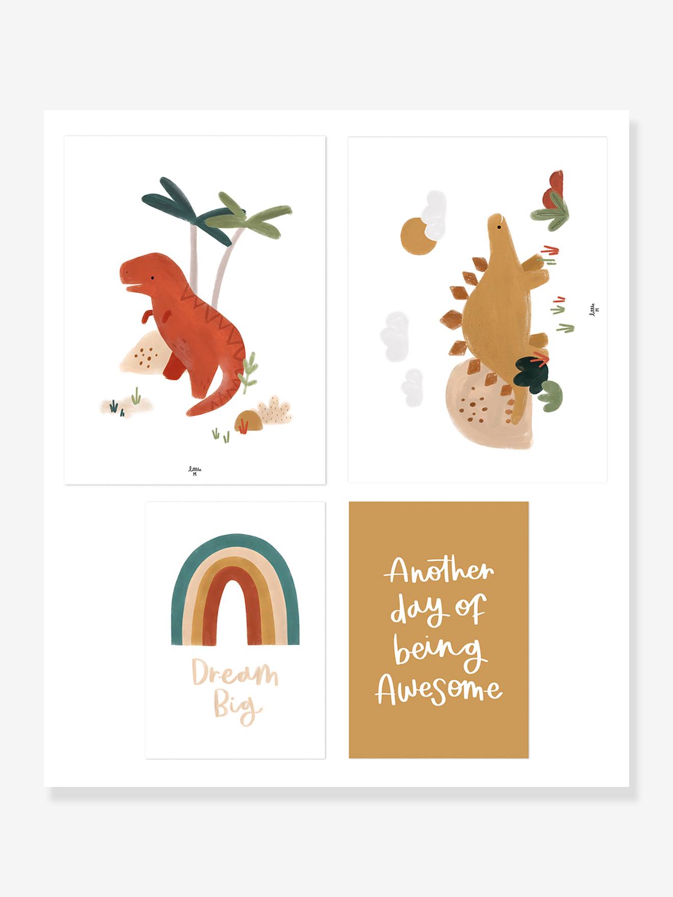 Lot de 4 affiches Dinosaures Sunny LILIPINSO multicolore