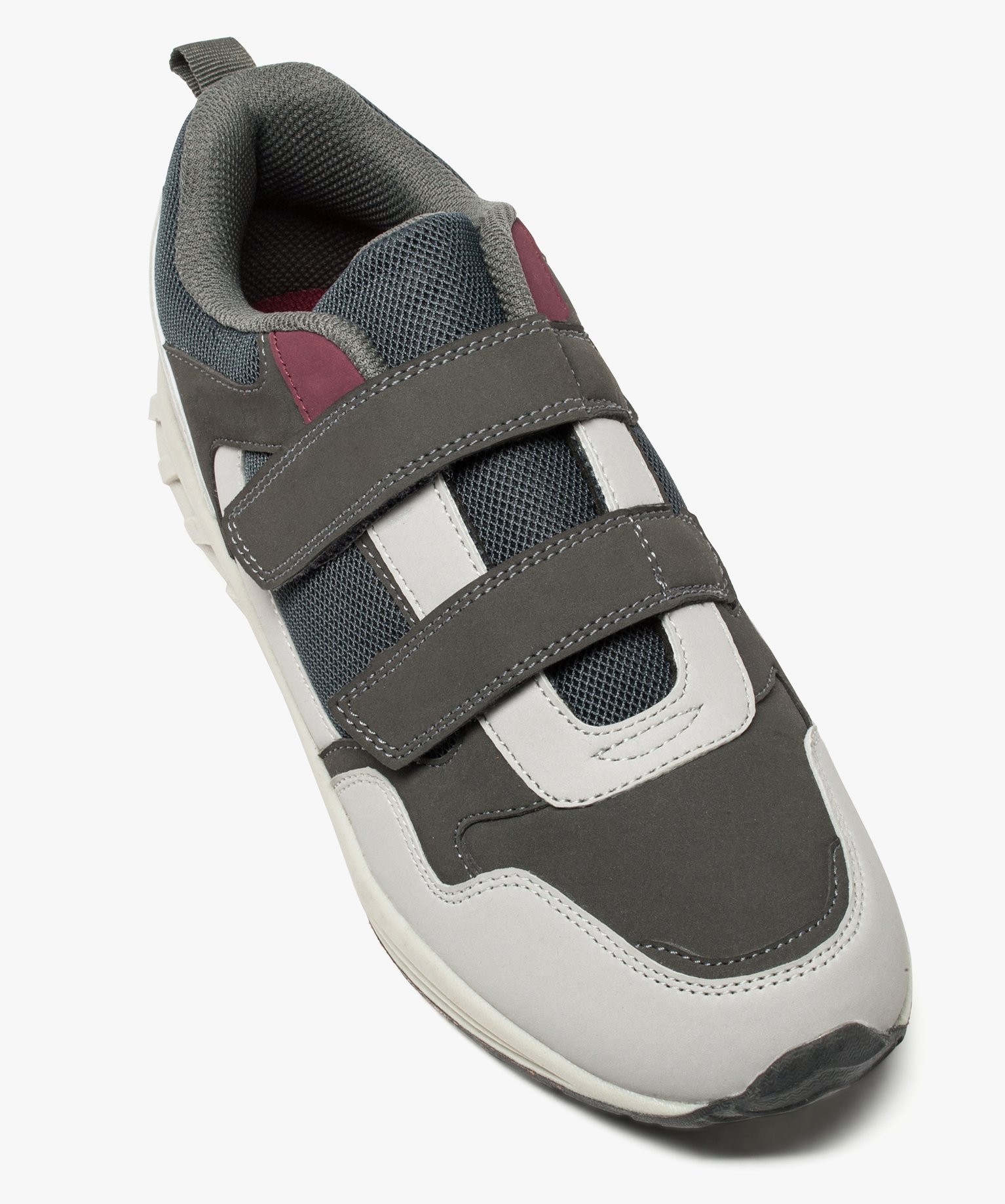 Baskets homme mesh et suédine fermeture scratch gris | GEMO