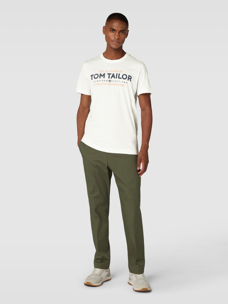 T-Shirt mit Label-Print in offwhite