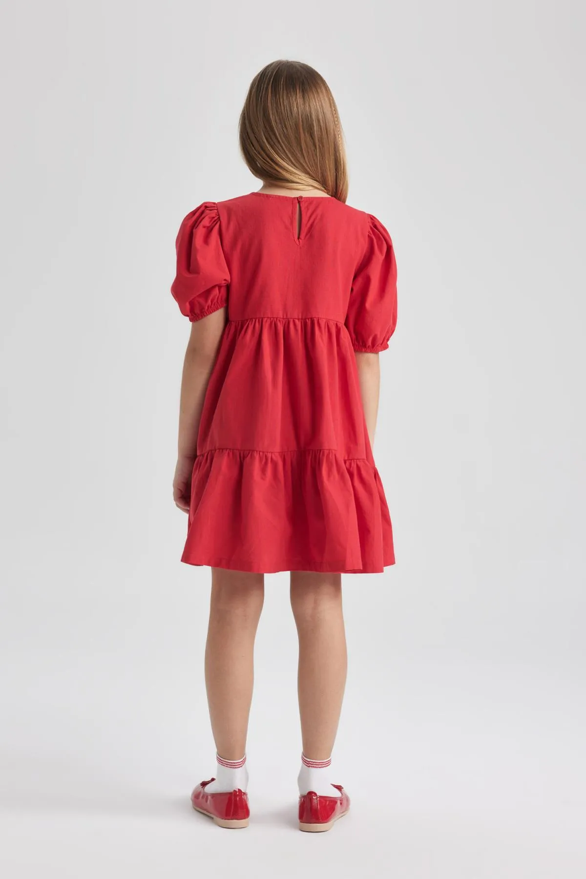 DeFacto  Kurzärmliges rotes Kleid für Mädchen B6927a824sm