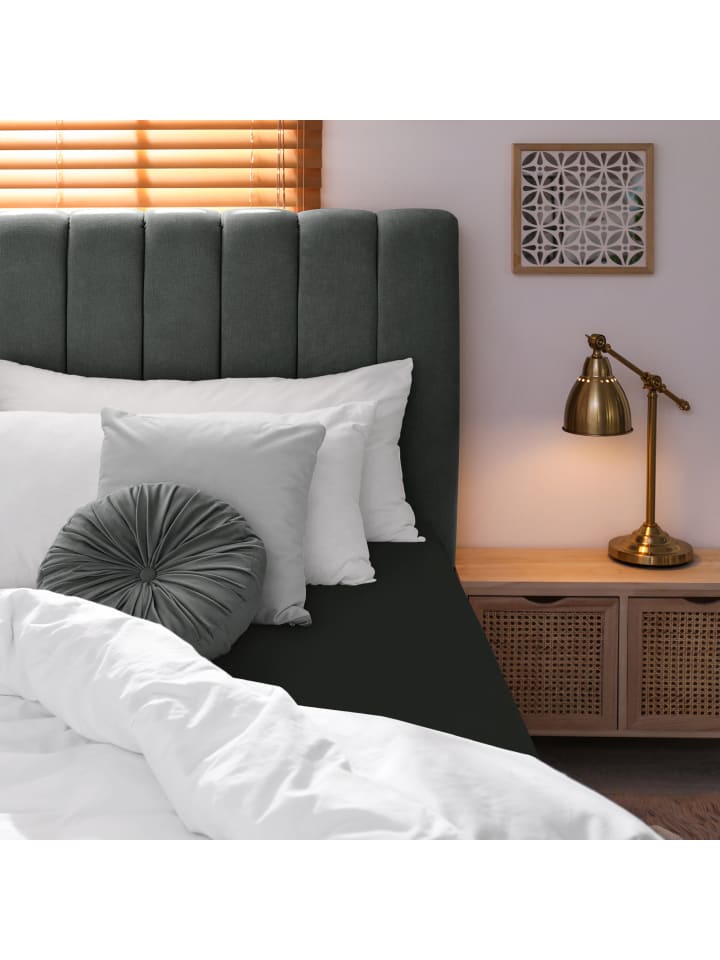 GMD Living Jersey Premium Spannbettlaken JANNEBY in Farbe Schwarz günstig kaufen