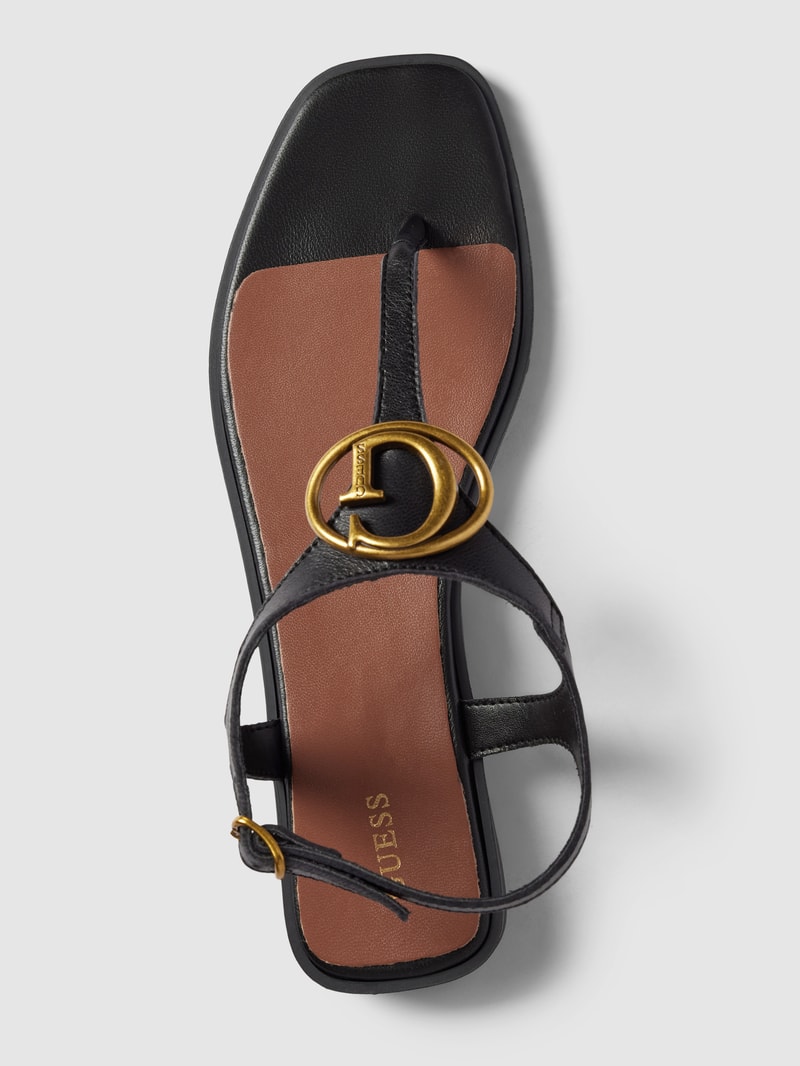 Zehentrenner aus Leder mit Label-Detail Modell 'MIRY' in schwarz