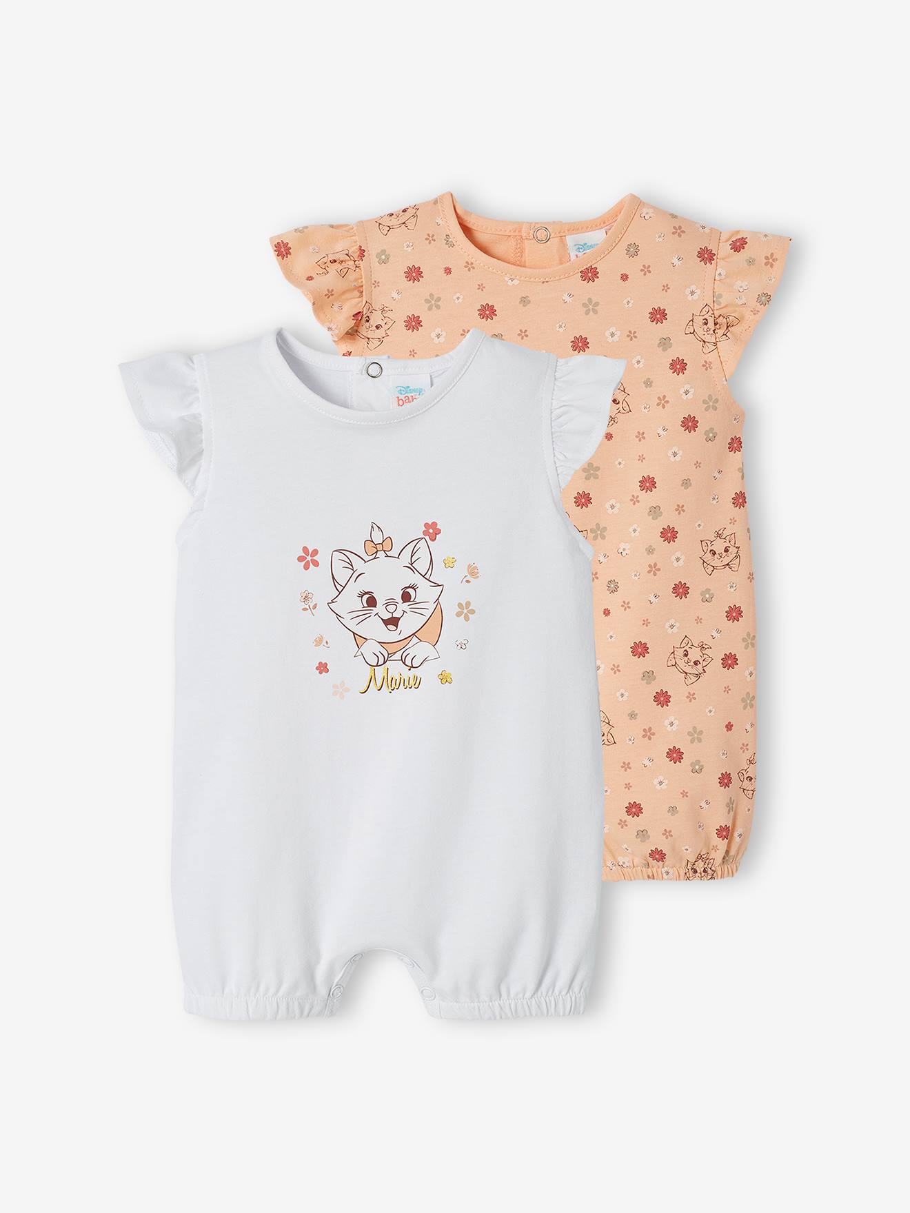 Lot de 2 combinaisons short bébé fille DS® Marie les Aristochats pêche