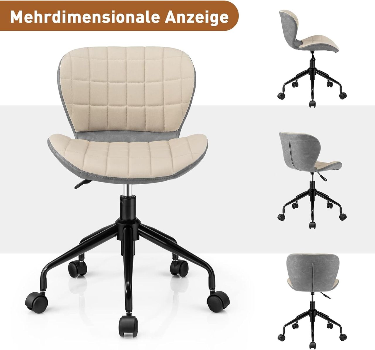 Costway Bürostuhl, Schreibtischstuhl ohne Armlehnen