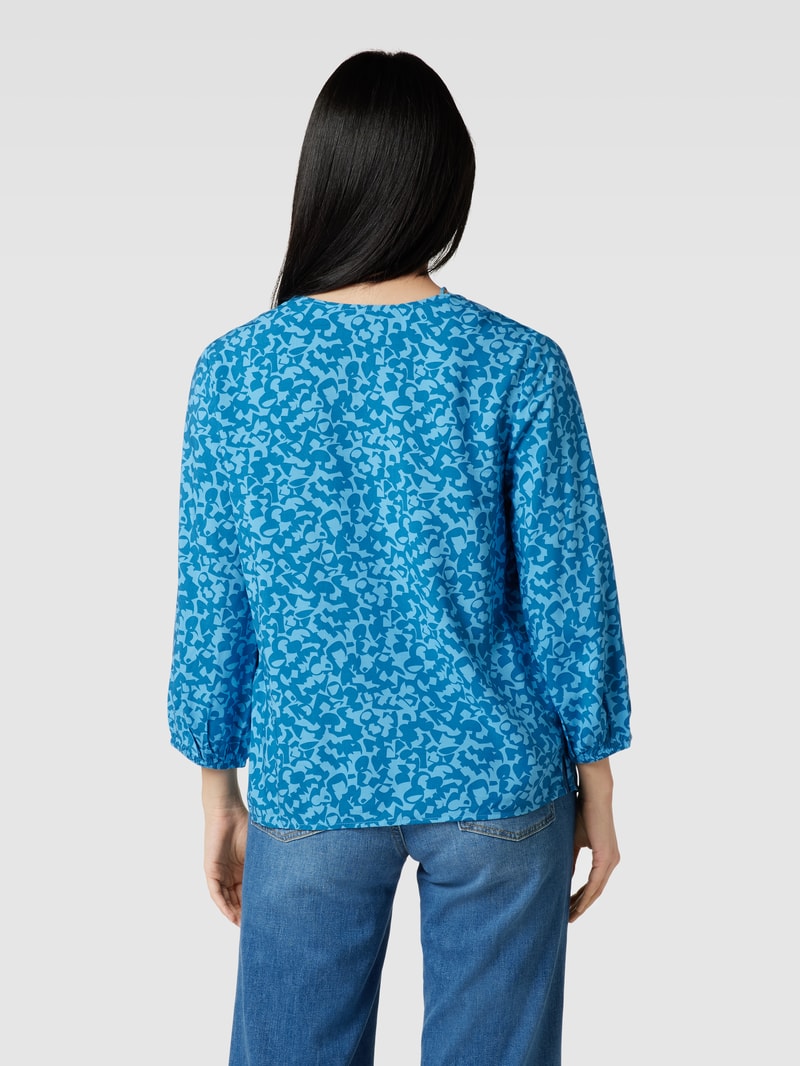 Bluse aus reiner Viskose mit Allover-Muster in blau