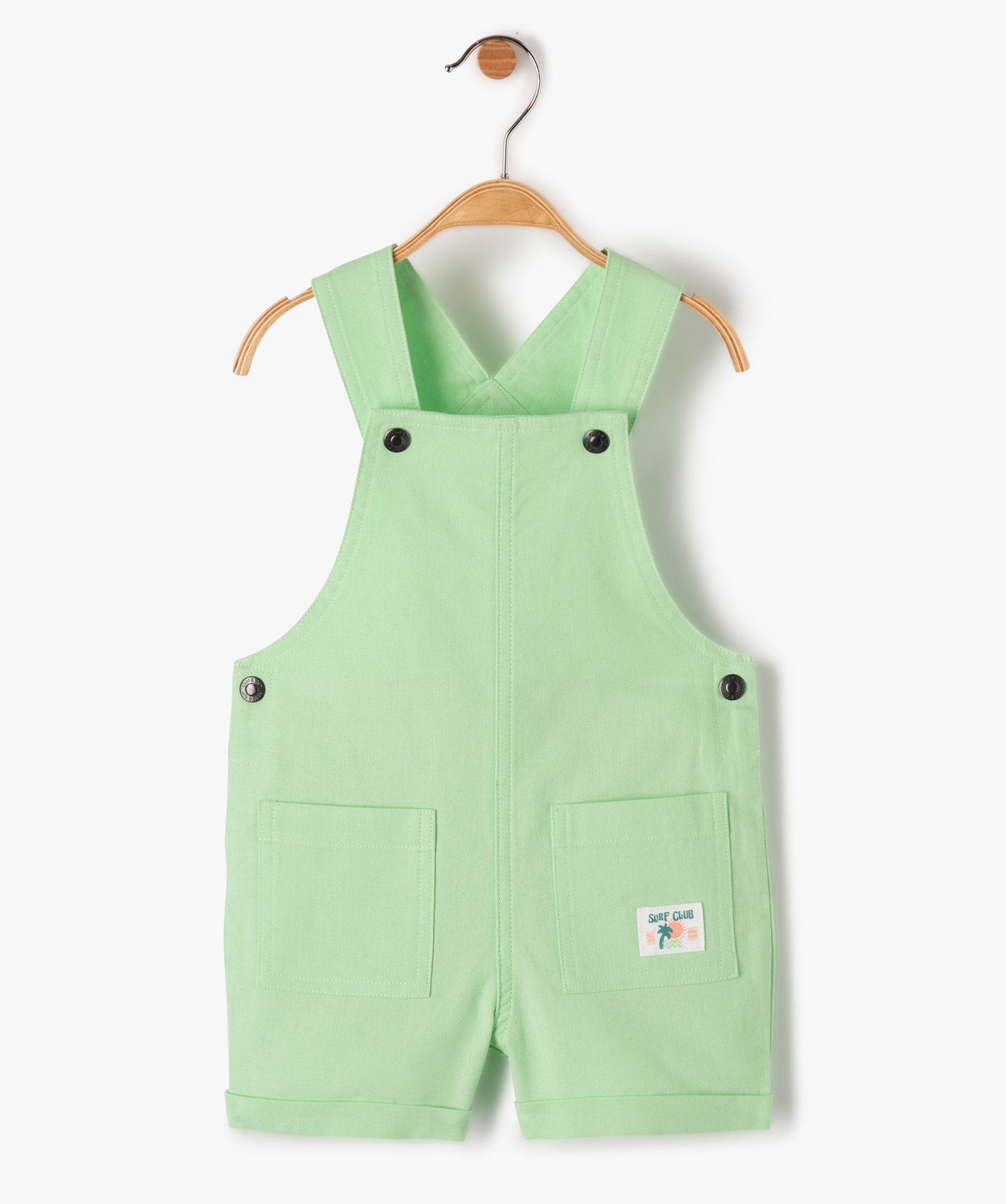 Salopette bébé Garçon courte à revers vert clair | GEMO