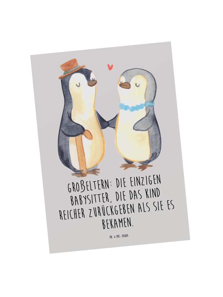 Mr. & Mrs. Panda Postkarte Großeltern Babysitter mit Spruch in Grau Pastell günstig kaufen onesize