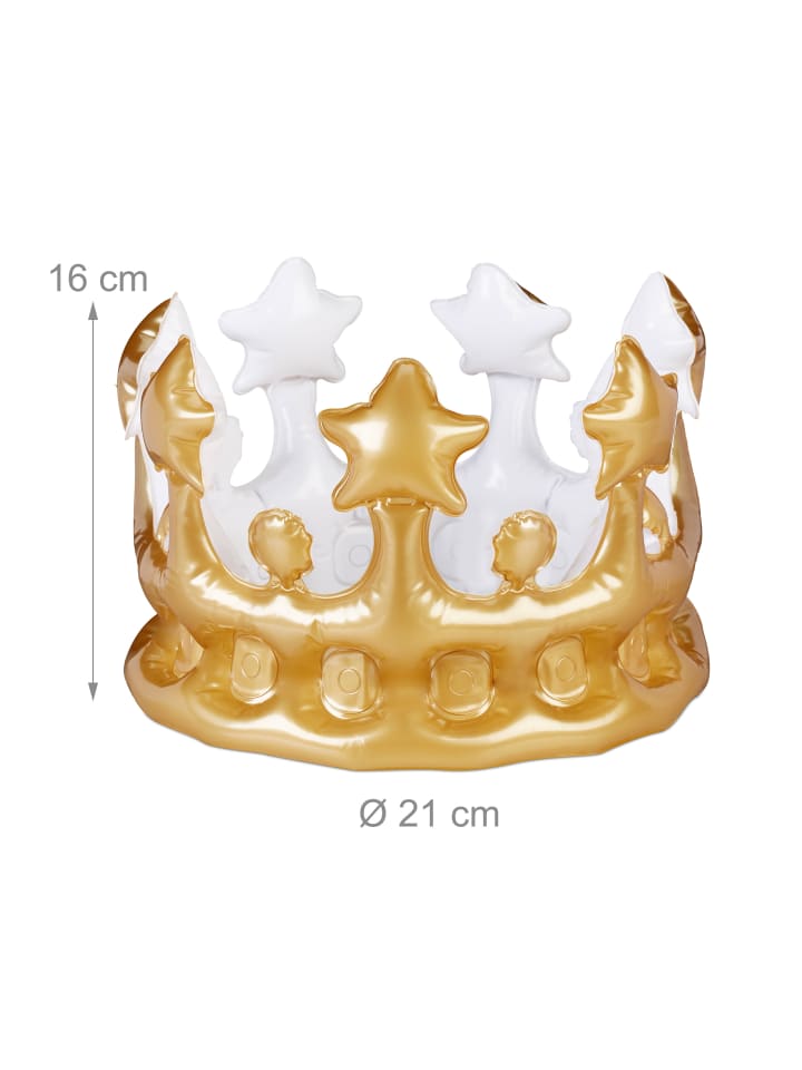relaxdays 2x Aufblaskrone in Gold günstig kaufen onesize