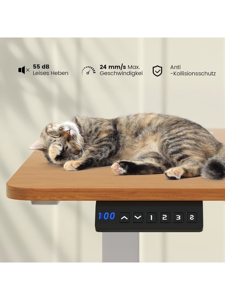 COSTWAY Stehschreibtisch 140x60cm elektrisch Höhenverstellbar in Beige günstig kaufen onesize