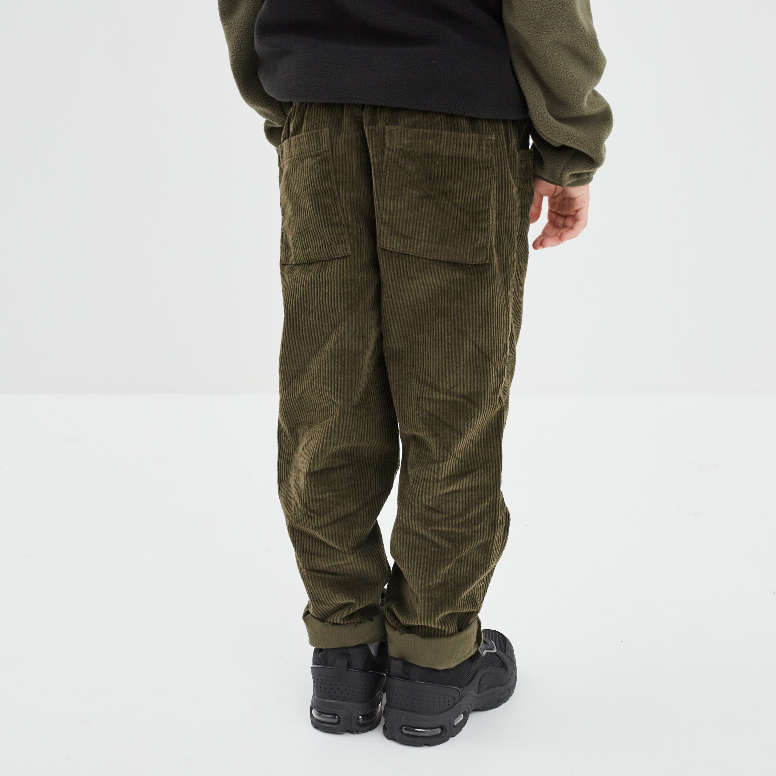 Pantalon droit velours vert kaki garçon | La Halle