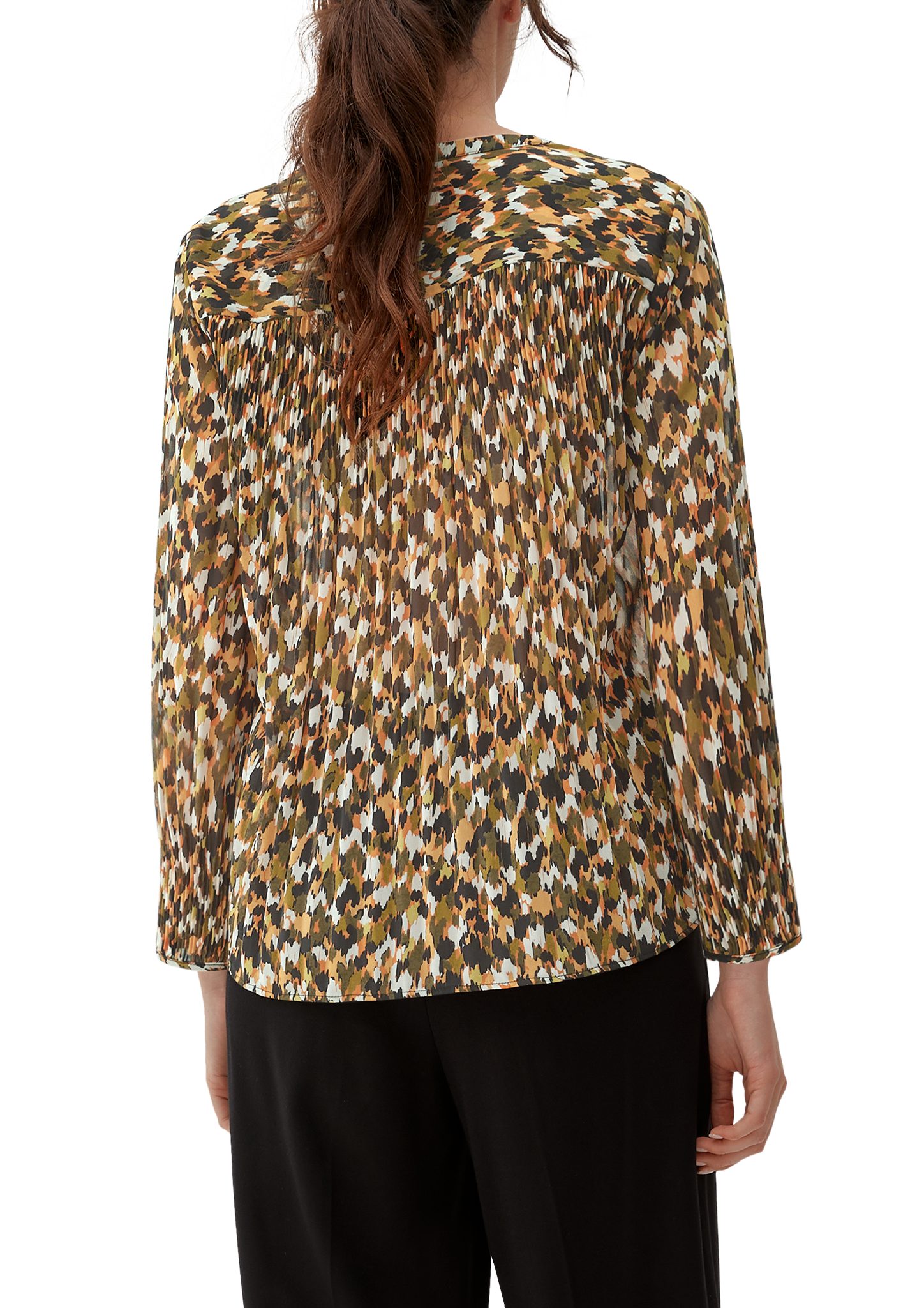 s.Oliver Langarmbluse Bluse mit Allovermuster Raffung
