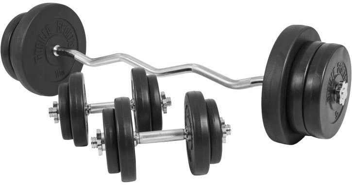 GORILLA SPORTS Hantel-Set 70 kg Curlstange Kurzhanteln Hantelscheiben Sternverschlüsse