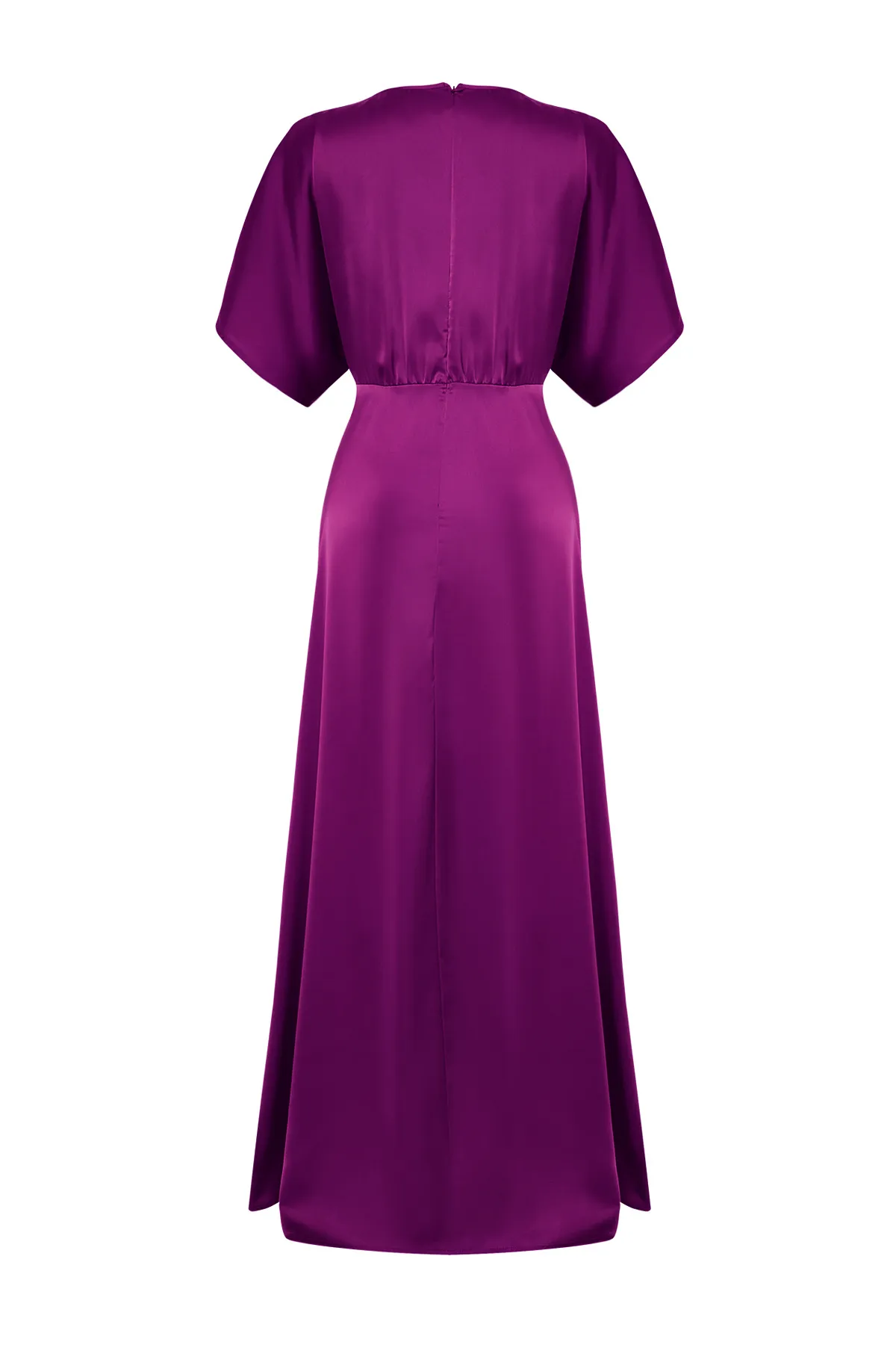 Trendyol Collection  Pflaumefarbenes Abendkleid mit Taillenöffnung/Skater-Webstoff, langes Nachtsatin TPRSS24AE00008