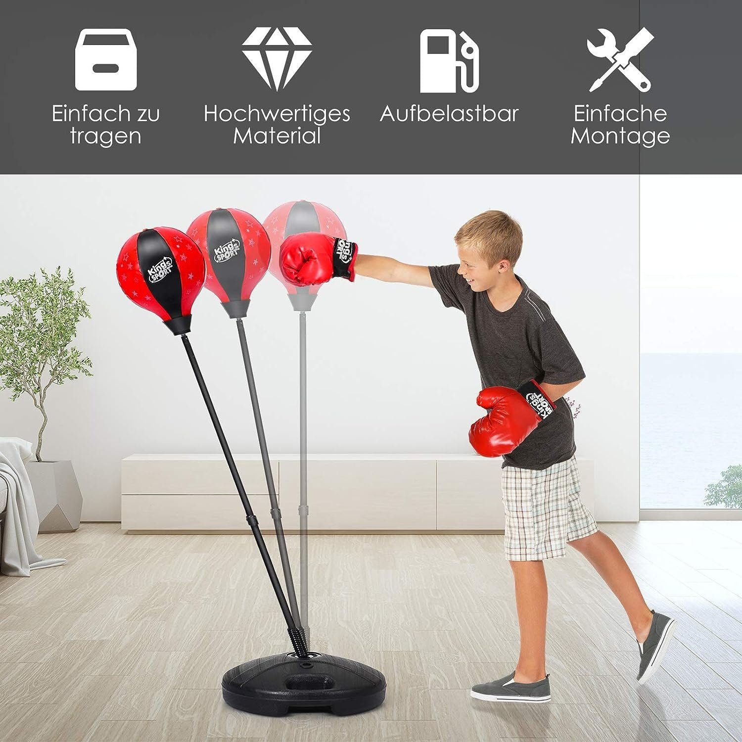 KOMFOTTEU Punchingball Standbox (Set), 81-123,5 cm, für Kinder über 3 Jahren