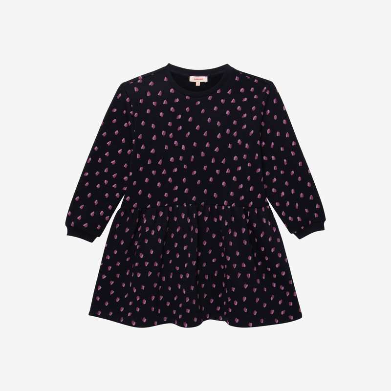 Robe fille marine imprimé bicolore en coton recyclé bleue Catimini