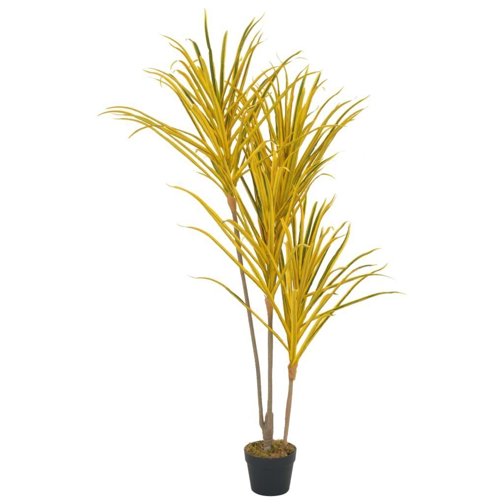 Kunstrasen Künstliche Pflanze Dracaena mit Topf Gelb 125 cm, vidaXL, Höhe: 125 mm