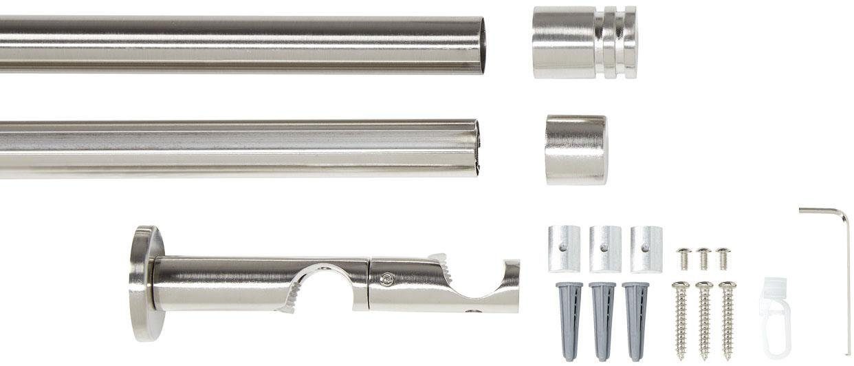 Kombi-Vorhangstange Mira, Good Life, Ø 20 mm, 2-läufig, Fixmaß, mit Bohren, verschraubt, Aluminium, Kunststoff, Metall