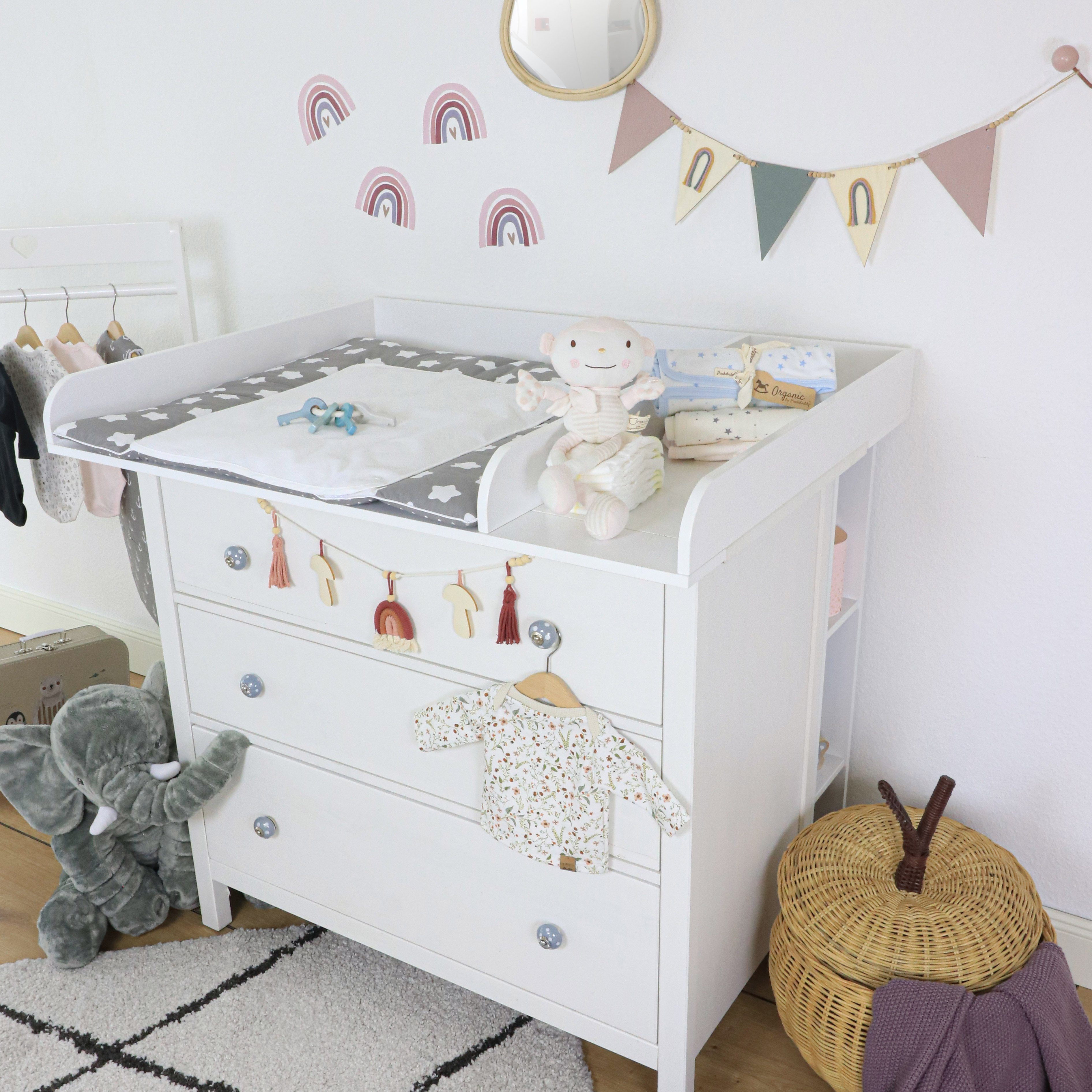Puckdaddy GmbH Wickelaufsatz Kimi (108x11x80cm) für IKEA Hemnes Kommoden