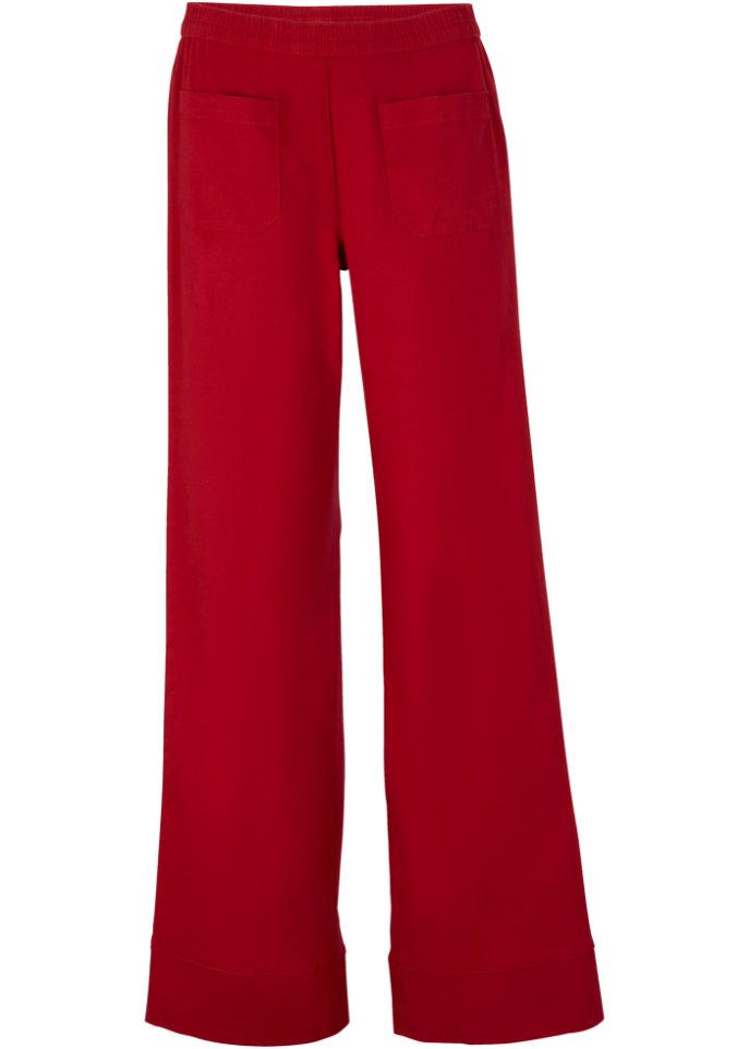 Twillhose mit ausgestelltem Bein und High-Waist-Bequembund