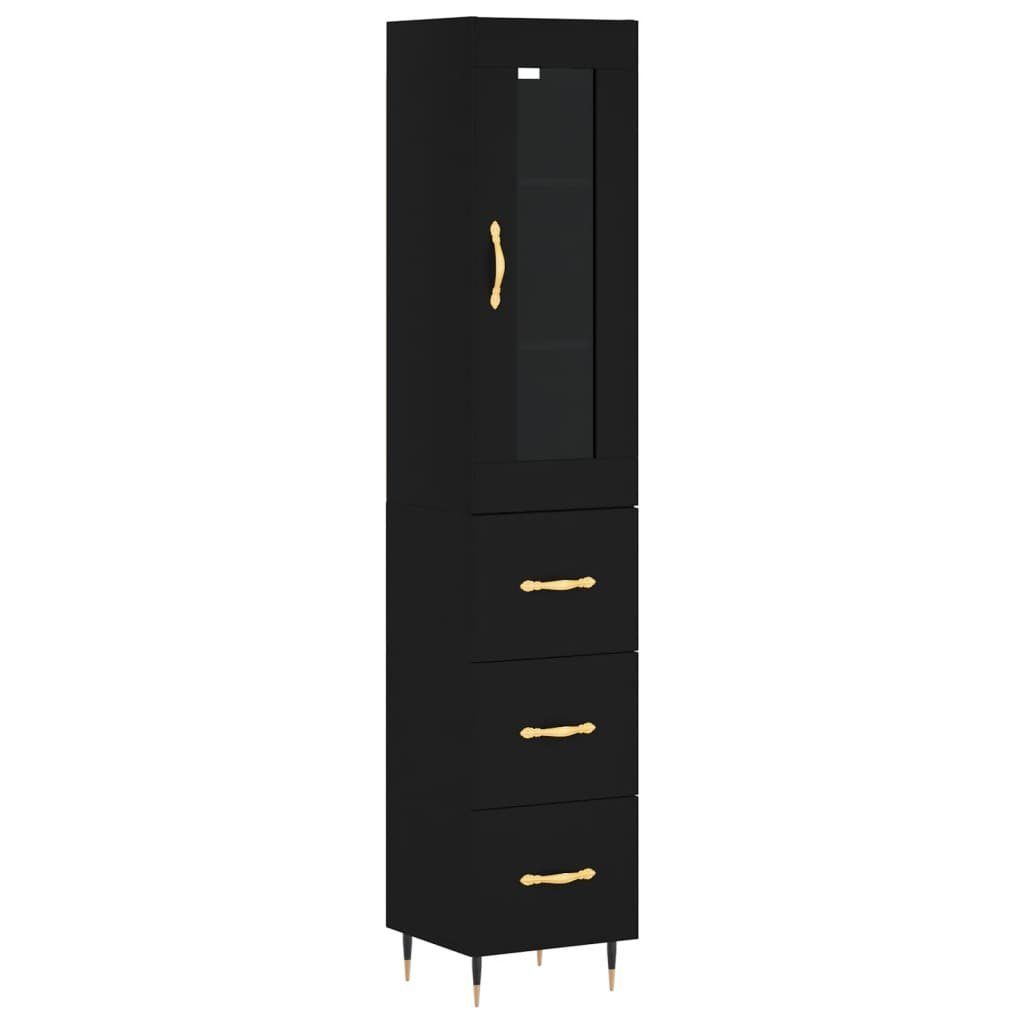 vidaXL Anrichte Highboard Schwarz 34,5x34x180 cm Holzwerkstoff Glas Vitrine