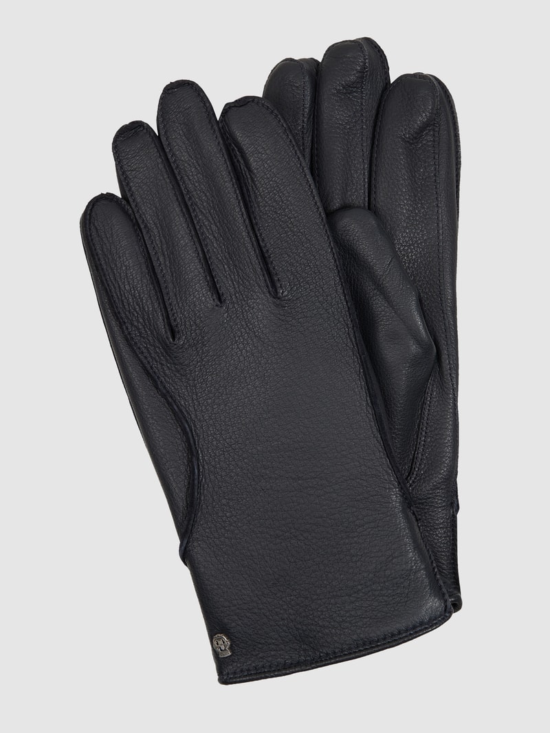 Lederhandschuhe im Biker-Look in marineblau