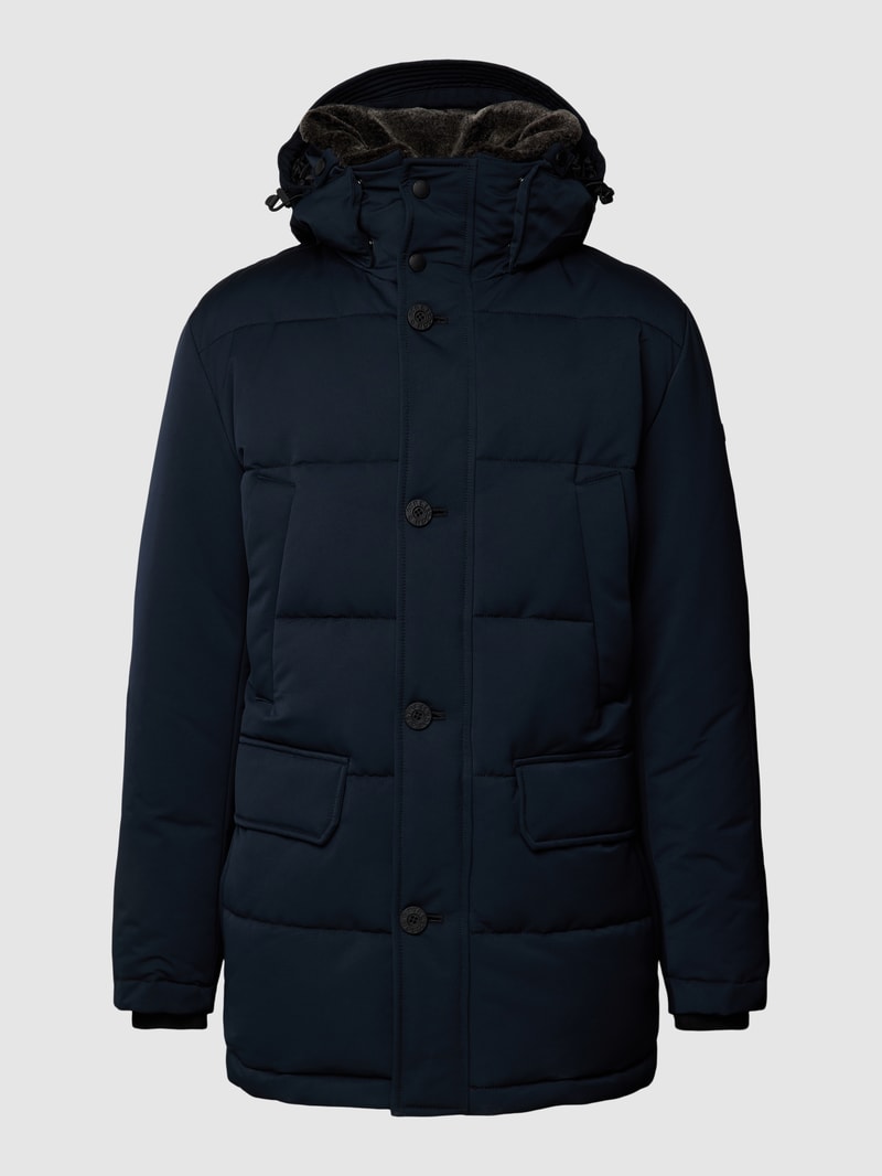 Steppmantel mit Kapuze in marineblau