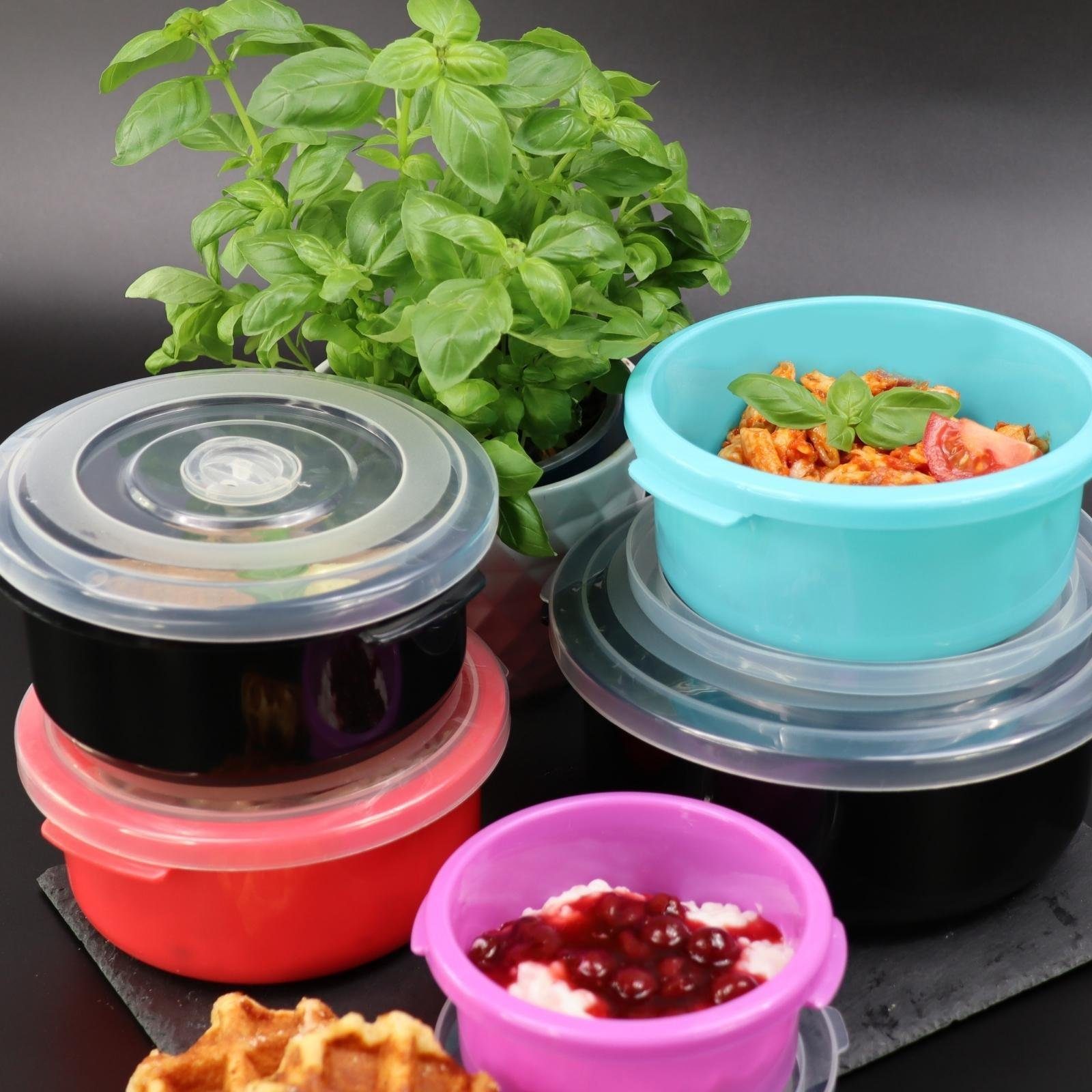 Plentyfy Mikrowellenbehälter Vorratsdosen Set, Kunststoff, (PLENTYFY, Mikrowellenschüssel Set 6-tlg., rund, Lila, mit Entlüftung, Mikrowellengeschirr, Mikrowellendose, Microwave, Meal Prep, kunststoff, 6-tlg., Premium), Meal Prep Boxen - Mikrowelleng