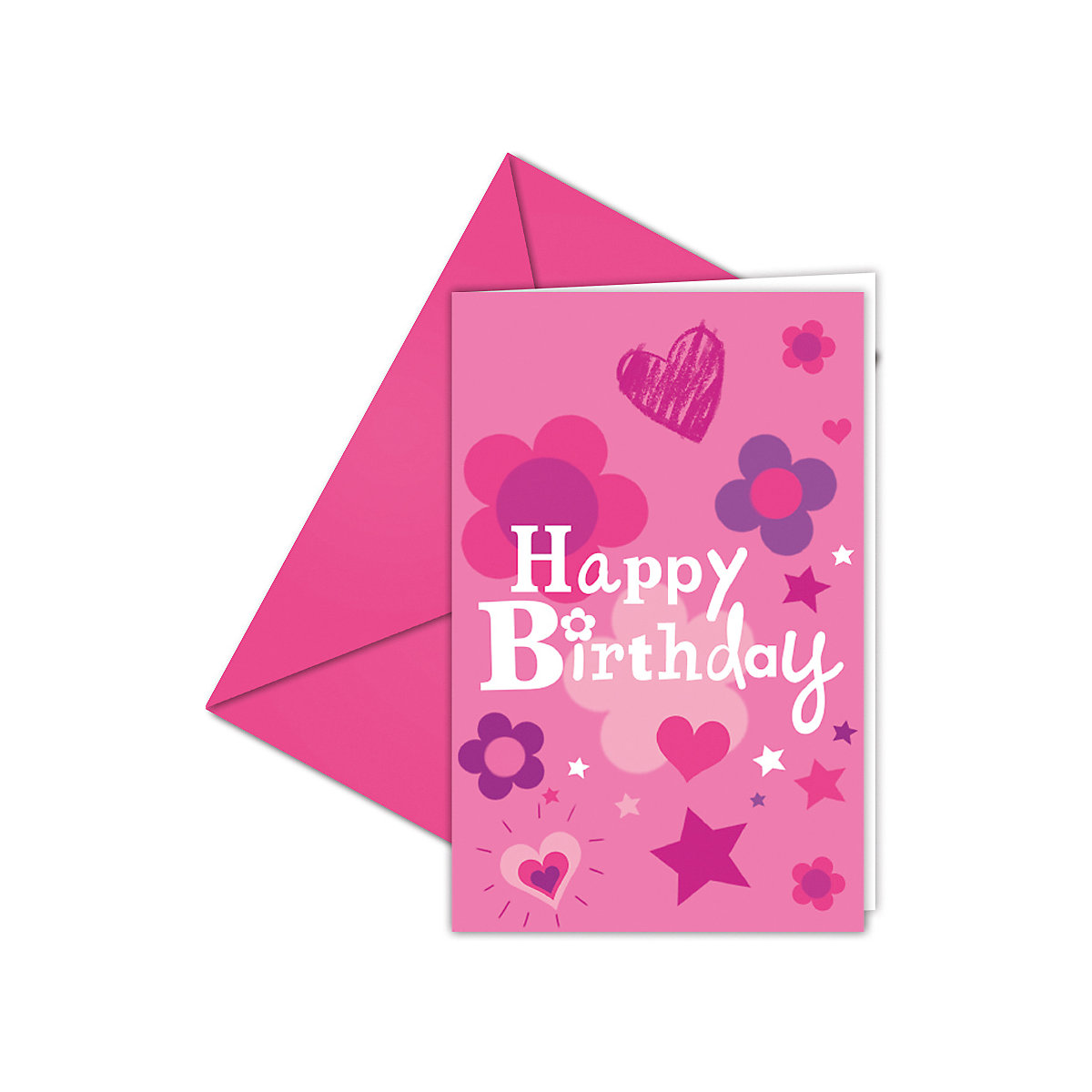 Einladungskarten Happy Birthday Girl, 6 Stück inkl. Umschlag