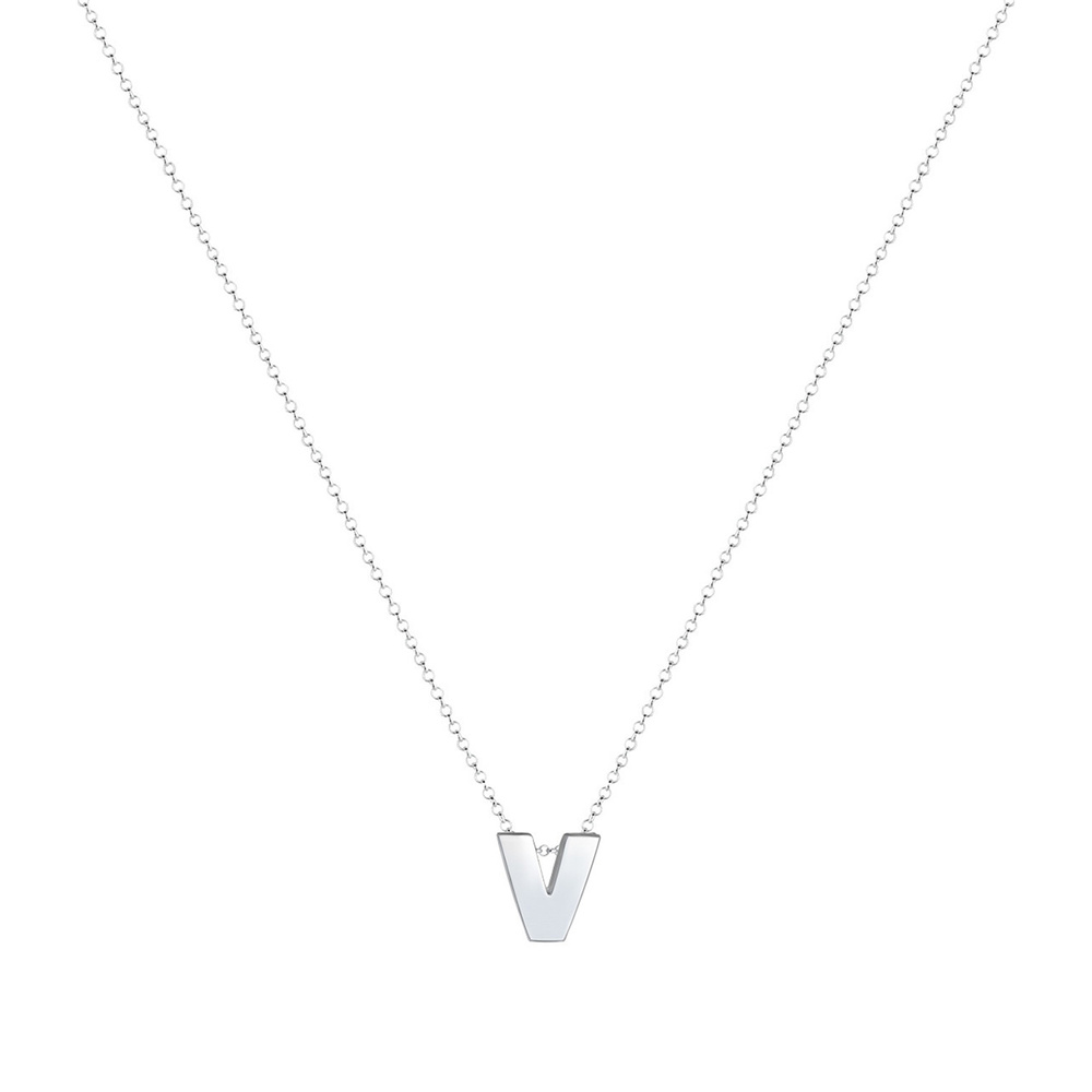 Elli Elli Collier Femme Pendentif Lettre V Initiale - (925/1000) Argent Bijoux