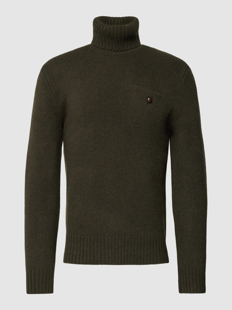 Strickpullover mit Rollkragen in olivgrün