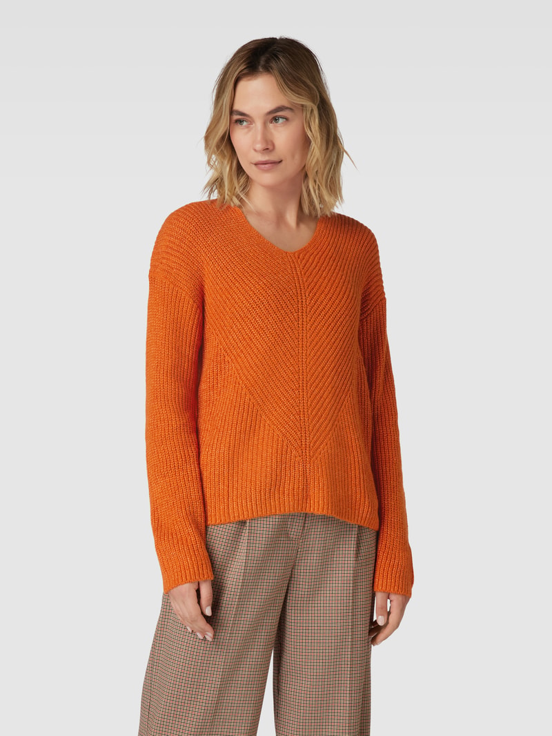 Strickpullover mit überschnittenen Schultern in dunkel orange