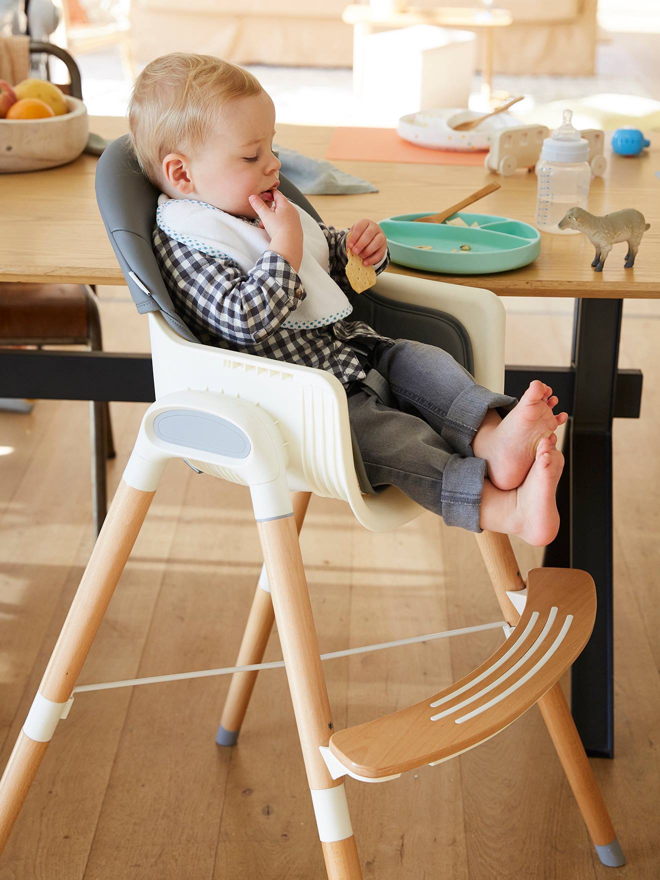 Chaise haute évolutive 2 hauteurs TopSeat bleu imprimé
