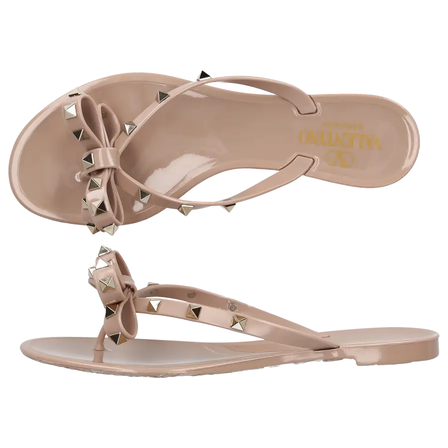 Valentino Garavani - Zehentrenner FLIPFLOPS ROCKSTUD PVC - beige