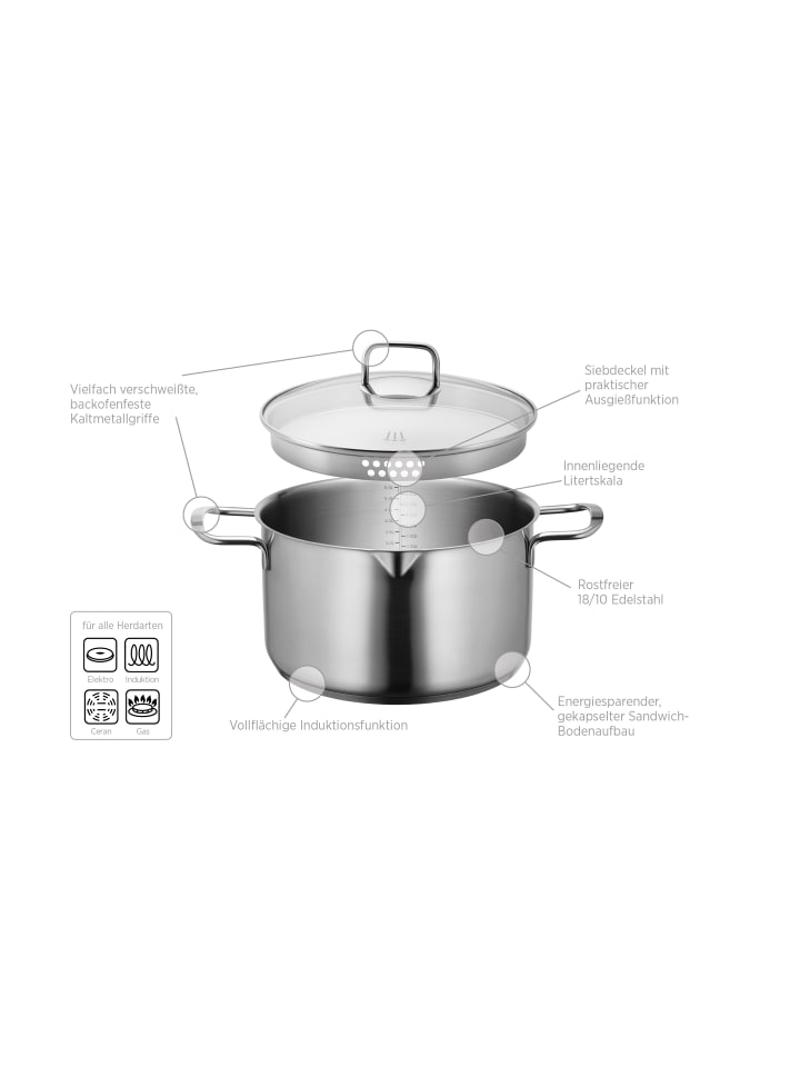 Mäser Kochtopf, Edelstahl Sanvito in Silber günstig kaufen onesize