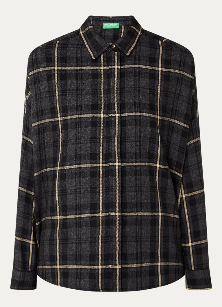 Benetton  Blouse in wolblend met ruitdessin