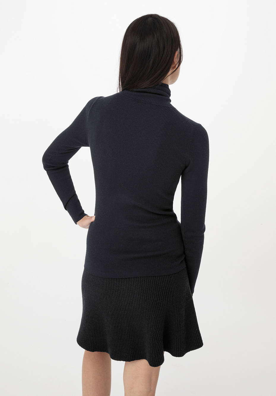Rollkragenpullover aus Bio-Merinowolle mit Seide