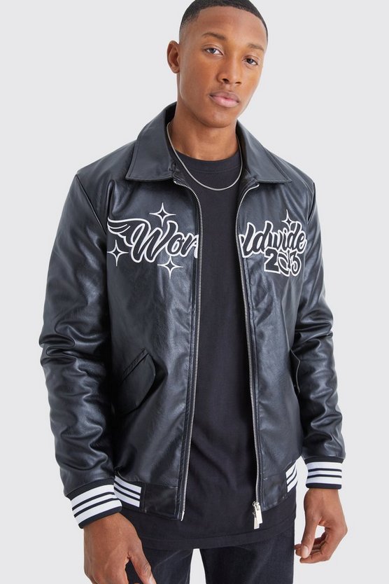 Worldwide Bomberjacke mit PU-Kragen
