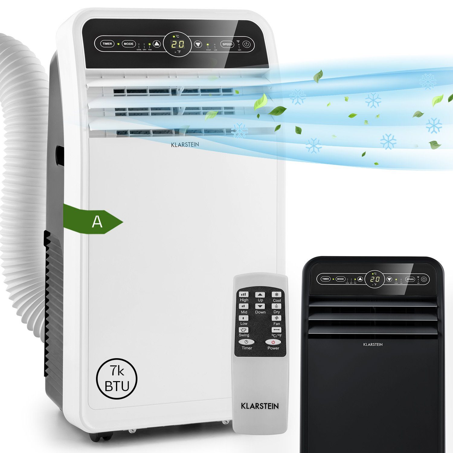 Klarstein Klimagerät Metrobreeze New York 7K, Klimagerät mobil Air Conditioner Kühlgerät Luftkühler