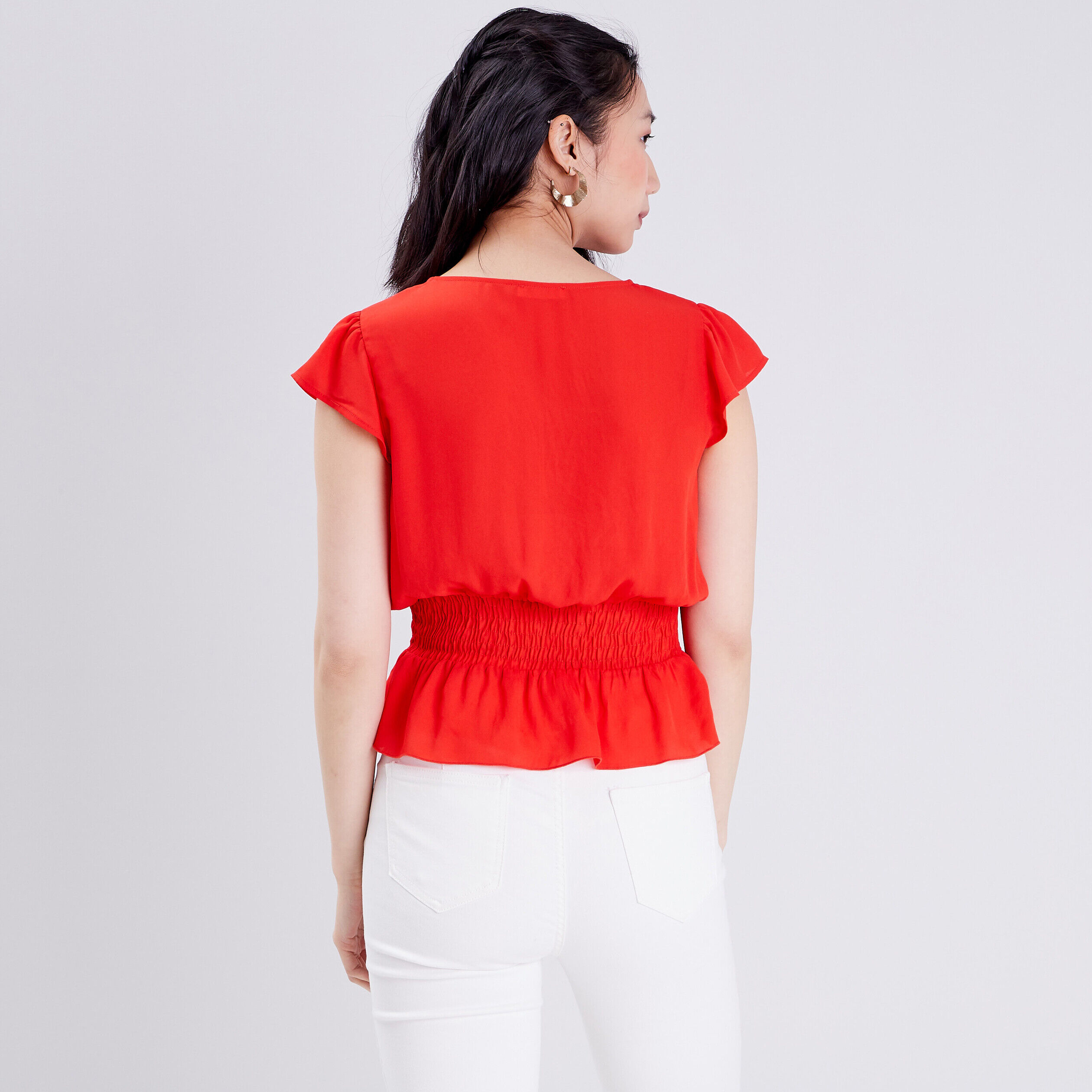 Blouse manches courtes orange femme | Cache Cache