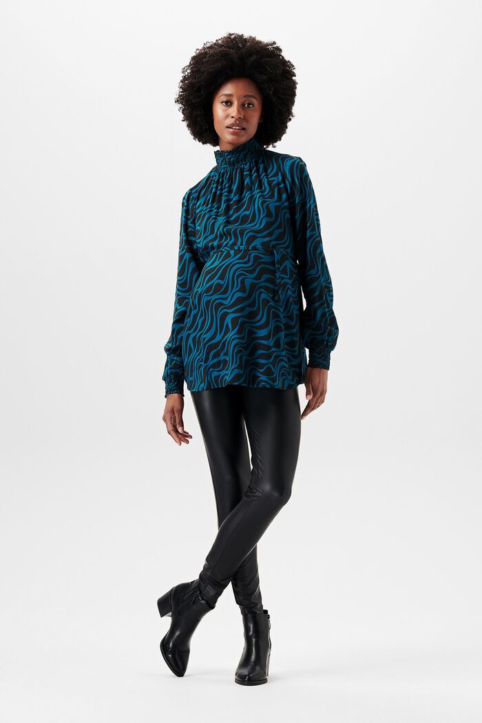 Bluse mit Stehkragen und Muster