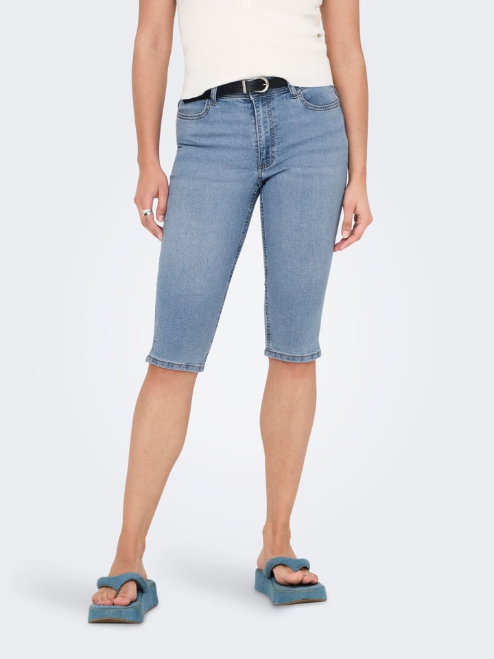 JACQUELINE de YONG Skinny Capri Jeans Shorts Kurze Stretch-Denim Hose in Hellblau günstig kaufen