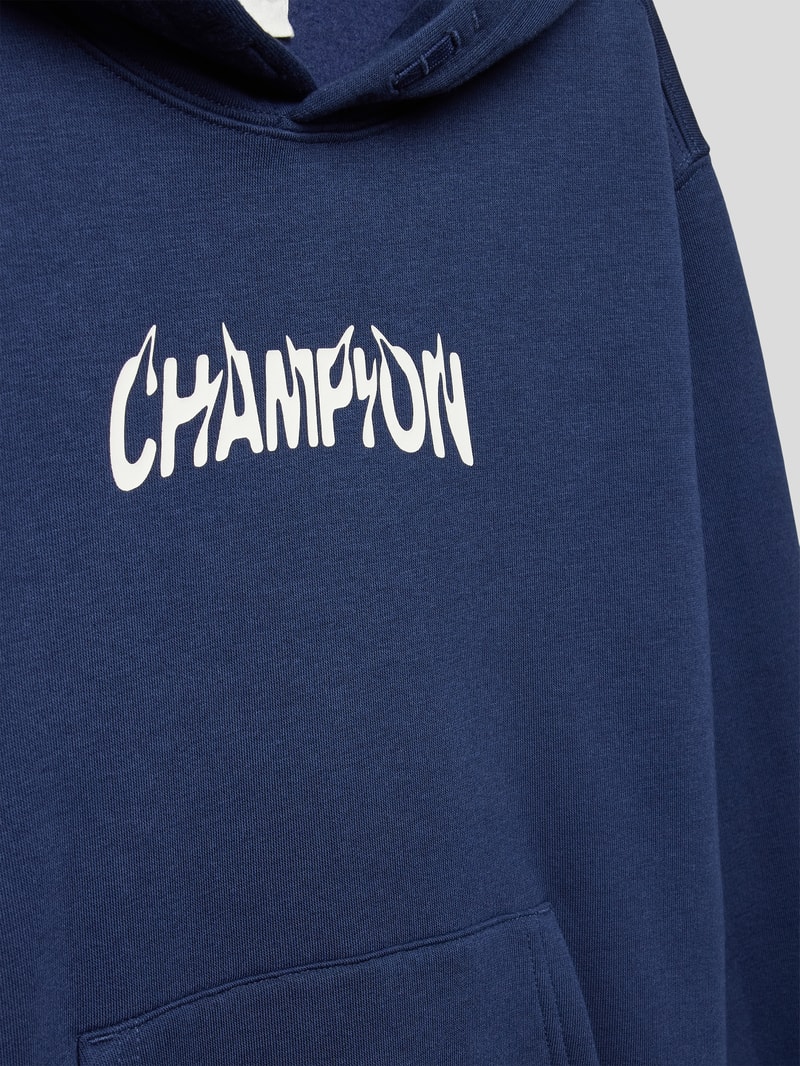 Hoodie mit Motiv- und Statement-Print Modell 'Rochester' in marineblau