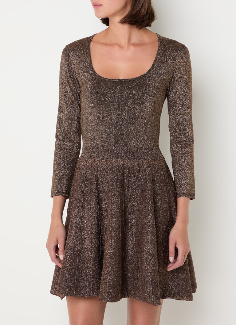 Vestido curto Maje com lurex e detalhe plissado